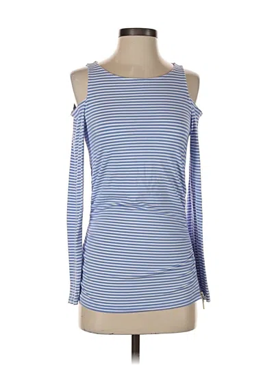 Pre-owned Michael Michael Kors Long Sleeve Top Blue Cold Shoulder Neckline Tops