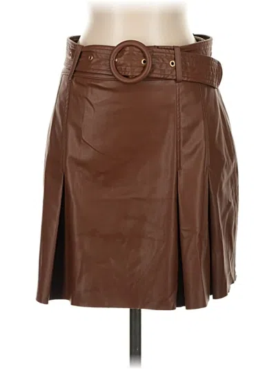 Pre-owned Zara Faux Leather Skirt In Brown