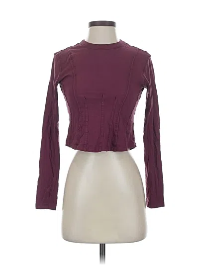 Pre-owned Pilcro Long Sleeve Top Burgundy Mock Neckline Tops