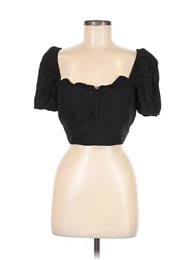 Pre-owned House Of Harlow 1960 Short Sleeve Top Black Sweetheart Neckline Tops