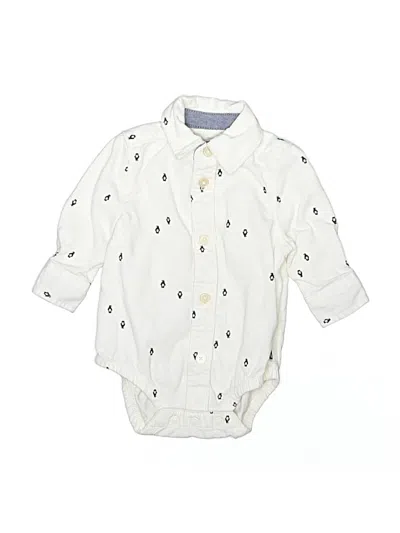 Pre-owned Baby B'gosh Babies' Long Sleeve Onesie In White