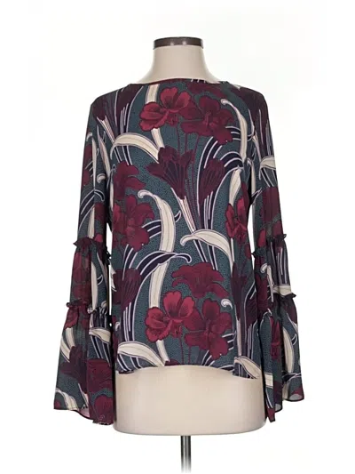 Pre-owned Ann Taylor Long Sleeve Blouse In Burgundy