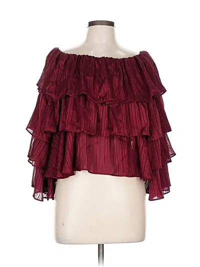 Pre-owned Minkpink Long Sleeve Blouse In Burgundy