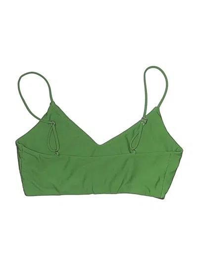Pre-owned Mikoh Swimsuit Top Green Solid Pattern Swimwear