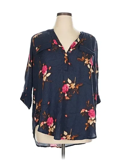 Pre-owned Torrid 3/4 Sleeve Henley Shirt In Blue