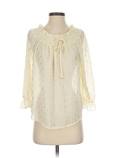 Pre-owned E&m Collection 3/4 Sleeve Blouse In White