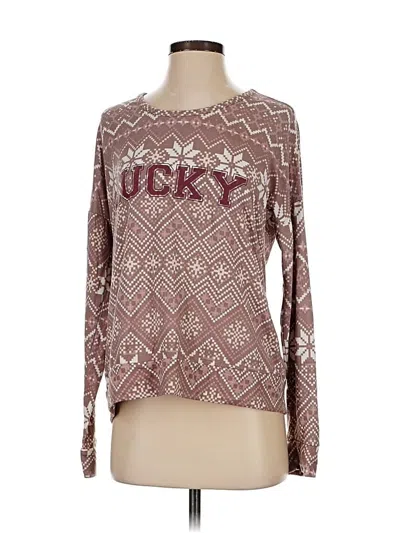Pre-owned Lucky Brand Pullover Sweater In Burgundy