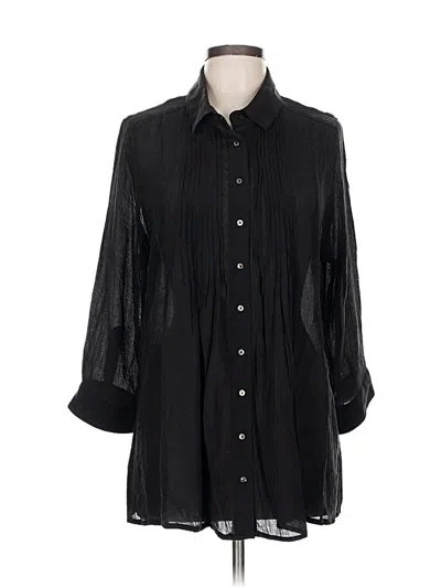 Pre-owned Fever 3/4 Sleeve Button Down Shirt In Black