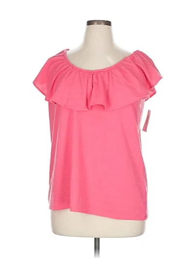 Style & Co Short Sleeve Top Pink Cold Shoulder Neckline Tops In Pink