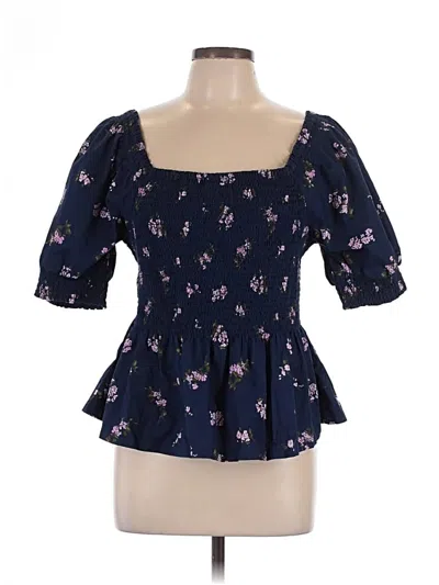 Pre-owned Lands' End 3/4 Sleeve Blouse In Blue