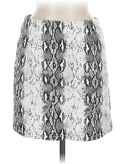 Pre-owned She + Sky Faux Leather Skirt In Silver