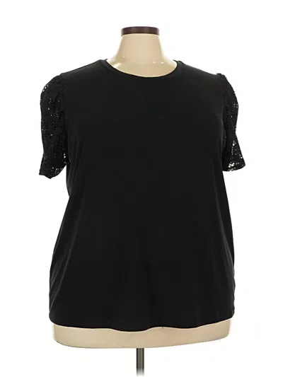 Pre-owned Michael Michael Kors Short Sleeve Top Black Cold Shoulder Neckline Tops
