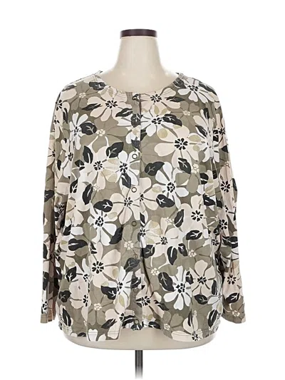 Pre-owned Liz & Me Long Sleeve Blouse In Brown