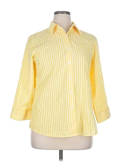 Pre-owned Foxcroft 3/4 Sleeve Button Down Shirt In Yellow