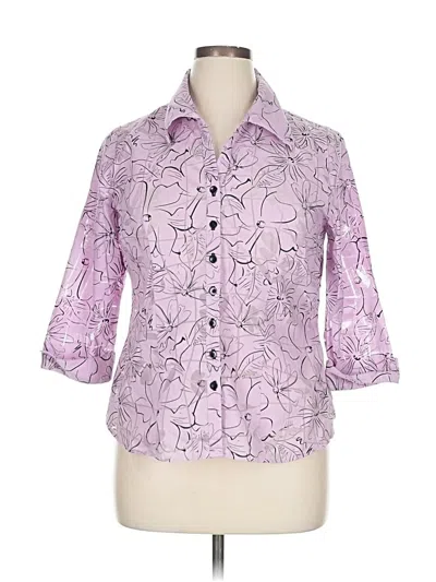 Pre-owned Coral Bay 3/4 Sleeve Button Down Shirt In Purple