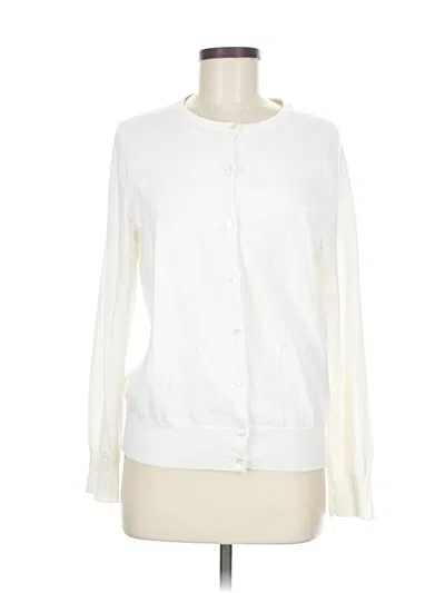 Pre-owned Lands' End Cardigan Sweater In White