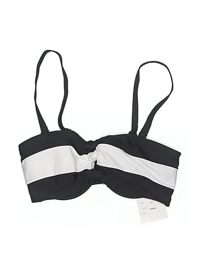 Pre-owned Unique Vintage Swimsuit Top Black Stripes Pattern Swimwear