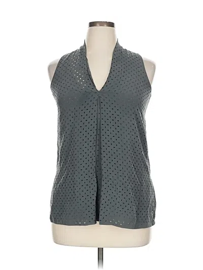 Pre-owned Ecru Sleeveless Silk Top Gray Halter Neckline Tops