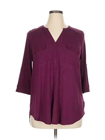 Pre-owned Torrid 3/4 Sleeve Blouse In Burgundy