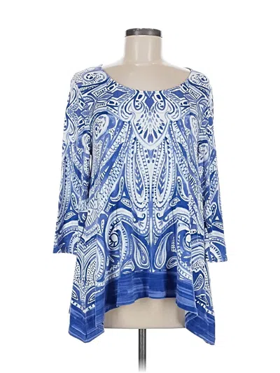 Pre-owned Chico's 3/4 Sleeve T-shirt In Blue