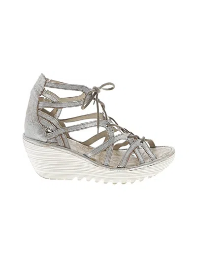 Pre-owned Fly London Wedges In Silver