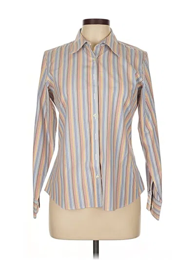 Pre-owned Lands' End Long Sleeve Button Down Shirt In Brown