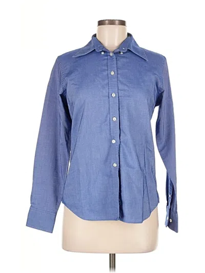 Pre-owned Lands' End Long Sleeve Button Down Shirt In Blue