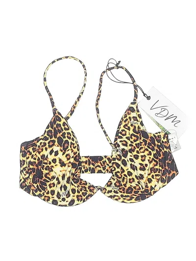 Vdm Swimsuit Top Brown Animal Print Pattern Swimwear In Multi