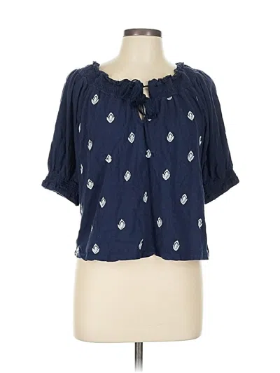 Pre-owned Lucky Brand 3/4 Sleeve Blouse In Blue