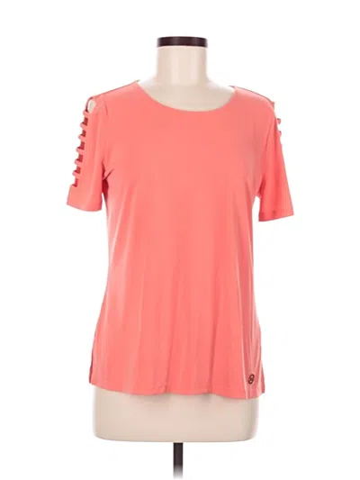 Pre-owned Michael Michael Kors Short Sleeve Top Orange Cold Shoulder Neckline Tops