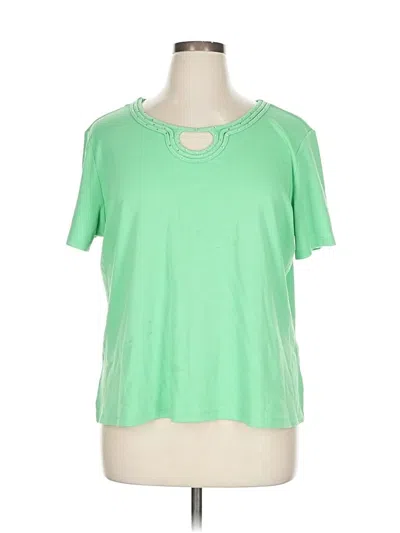 Pre-owned Alfred Dunner Short Sleeve Top Green Keyhole Neckline Tops