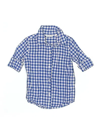 Pre-owned Janie And Jack Kids' Short Sleeve Button Down Shirt In Blue