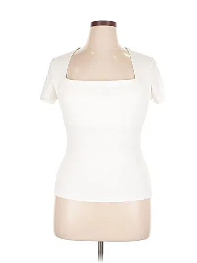 Pre-owned Trendy Queen Short Sleeve Top Ivory Sweetheart Neckline Tops In White
