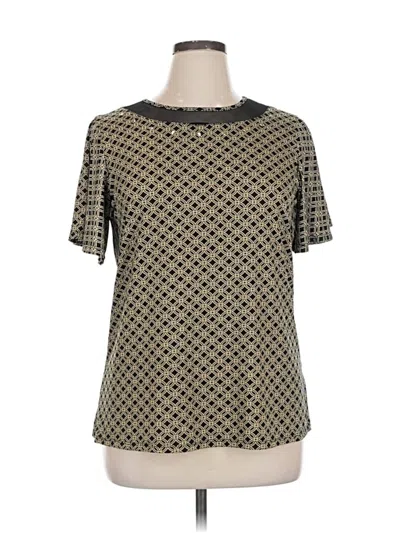 Pre-owned Ny Collection Short Sleeve Blouse In Gold