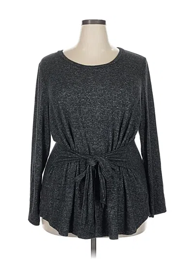 Pre-owned Style & Co Long Sleeve Top Gray Crew Neck Tops