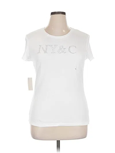 Pre-owned New York And Company Short Sleeve T-shirt In White