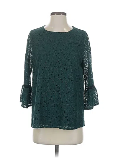 Pre-owned Gibson 3/4 Sleeve Top Teal Boatneck Tops In Blue