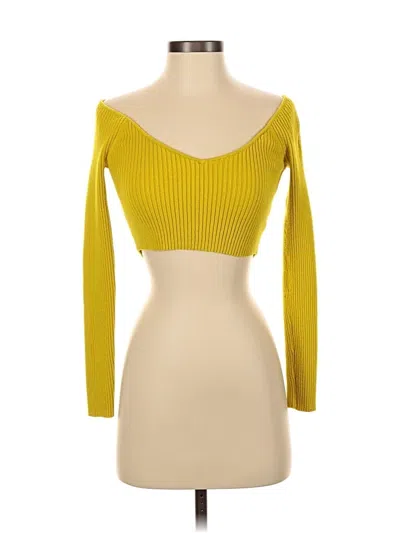 Pre-owned Urban Outfitters Long Sleeve Top Yellow Sweetheart Neckline Tops