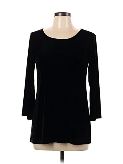 Pre-owned Dream Dance By Line Art 3/4 Sleeve Top Black Boatneck Tops