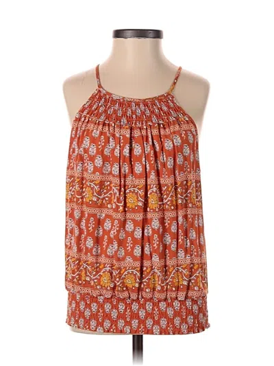 Pre-owned Nicole Miller Sleeveless Blouse In Orange