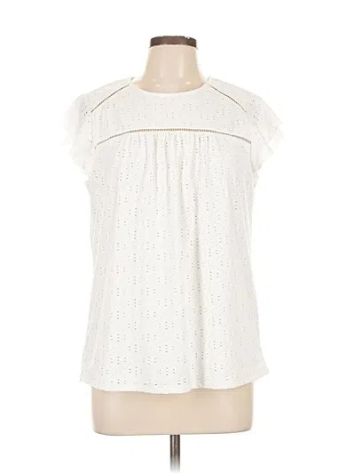 Pre-owned Adrianna Papell Short Sleeve Blouse In White