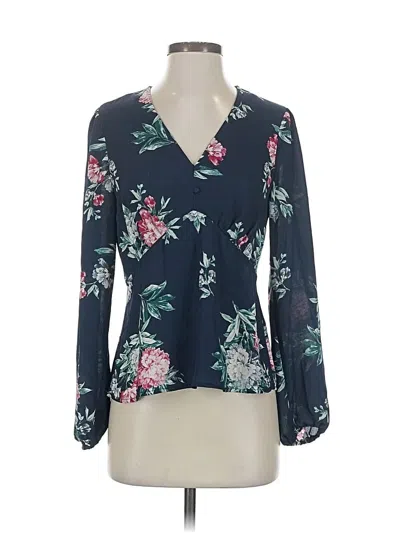 Pre-owned Banana Republic Factory Store Long Sleeve Blouse In Blue