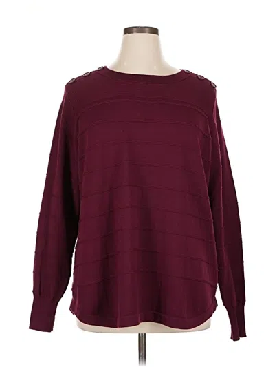 Pre-owned Liz Claiborne Long Sleeve T-shirt In Burgundy