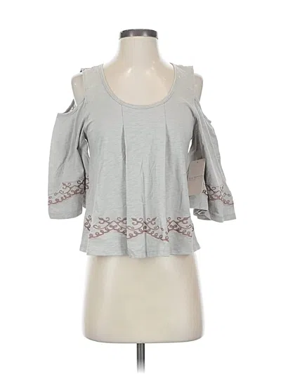 Pre-owned Blu Pepper 3/4 Sleeve Top Gray Cold Shoulder Neckline Tops