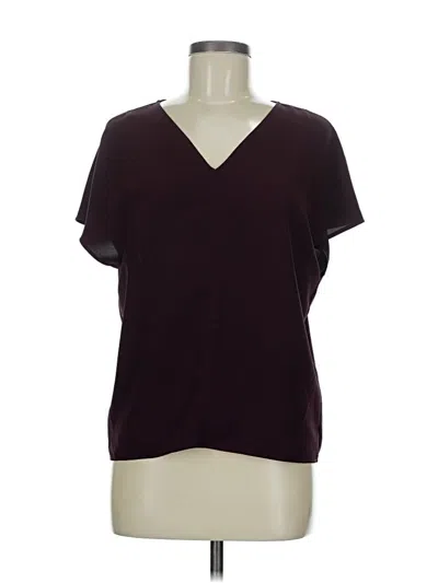 Pre-owned Uniqlo Short Sleeve Blouse In Burgundy