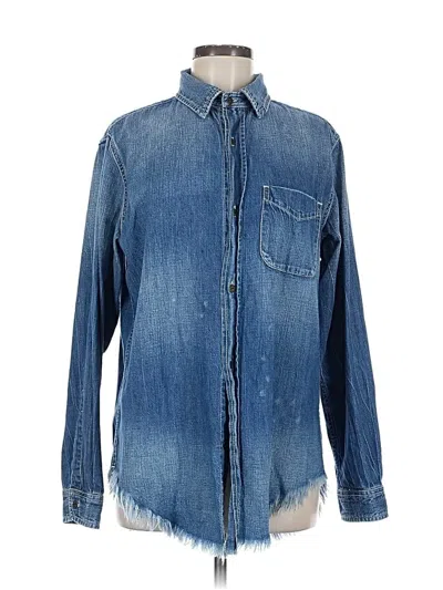 Pre-owned Current Elliott Long Sleeve Button Down Shirt In Blue