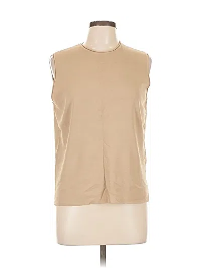 Pre-owned Laura Ashley Sleeveless Top Tan High Neck Tops In Brown