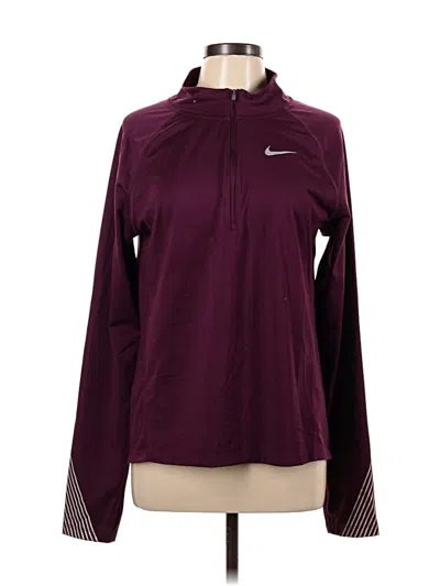 Pre-owned Nike Long Sleeve Polo Shirt In Burgundy