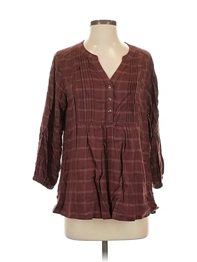 Pre-owned Wrangler Jeans Co 3/4 Sleeve Blouse In Burgundy