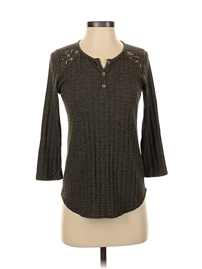 Pre-owned Papermoon 3/4 Sleeve Top Gray Keyhole Neckline Tops